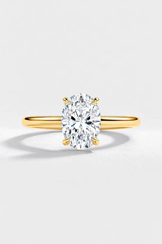 2.00 Carat Moissanite Oval Solitaire Diamond Ring with Hidden Halo AG & CO Jewellery