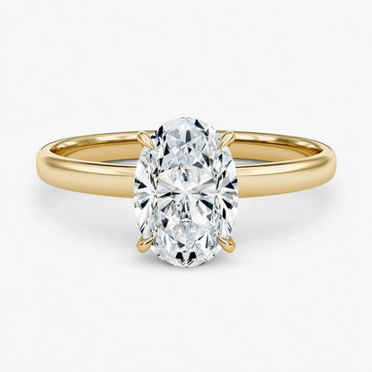 2.00 Carat Moissanite Oval Solitaire Diamond Ring with Hidden Halo AG & CO Jewellery