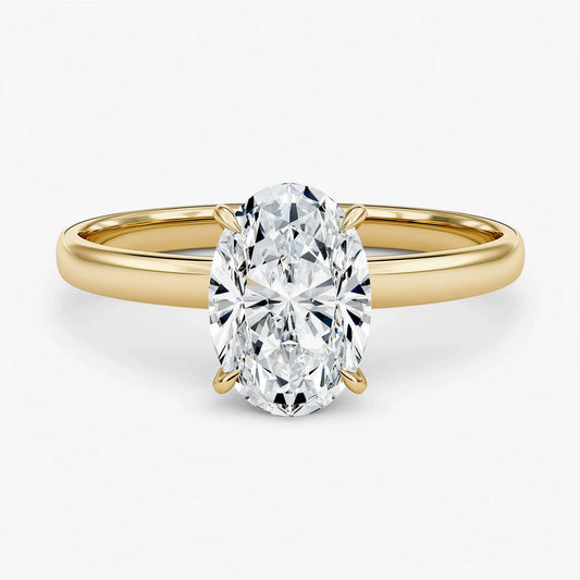 2.00 Carat Moissanite Oval Solitaire Diamond Ring with Hidden Halo AG & CO Jewellery
