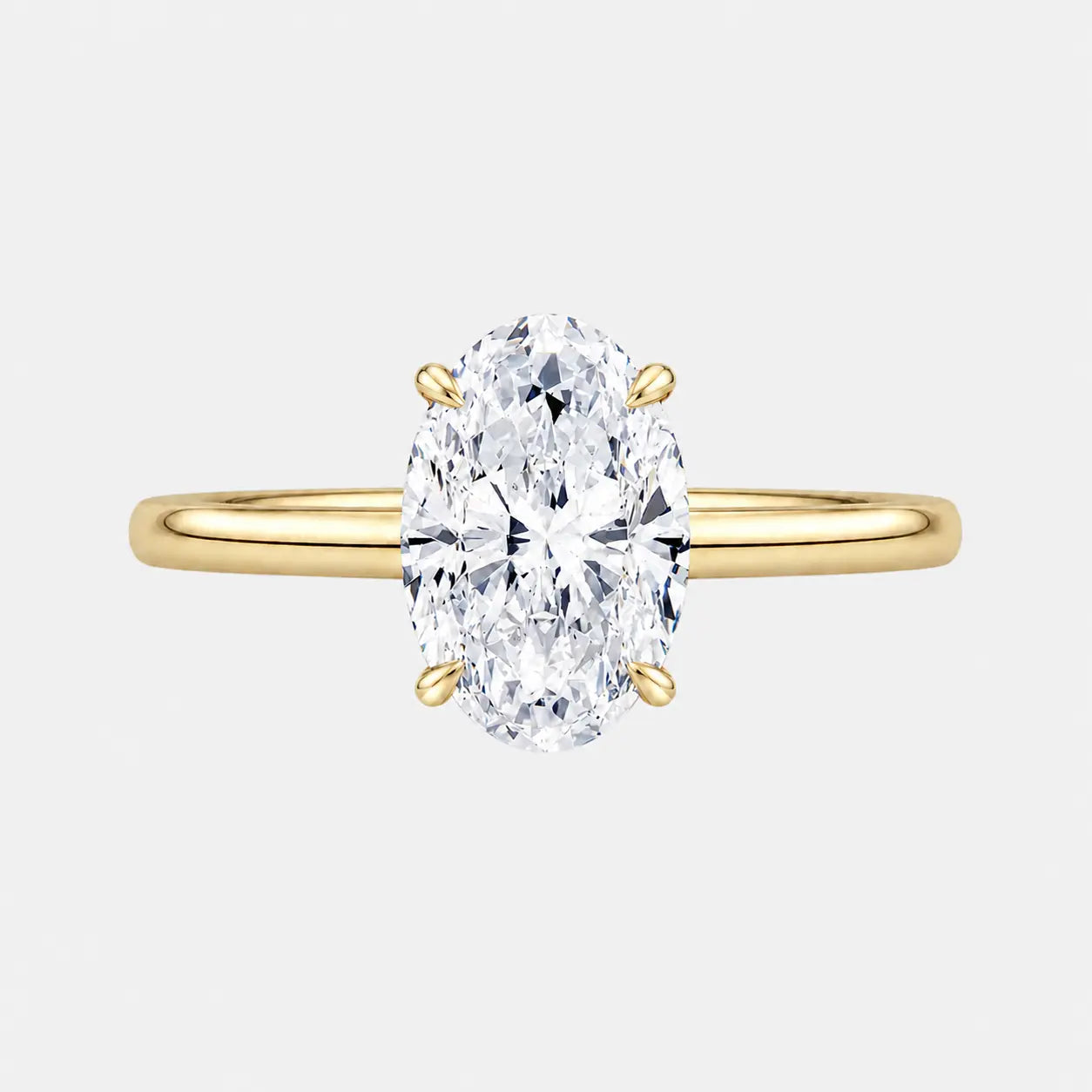 2.00ct oval lab grown diamond solitaire engagement ring in 14k gold