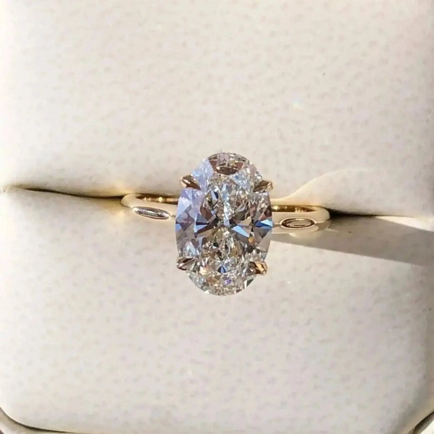 5.00ct oval solitaire lab grown diamond engagement ring 14k solid gold ag & co jewellery