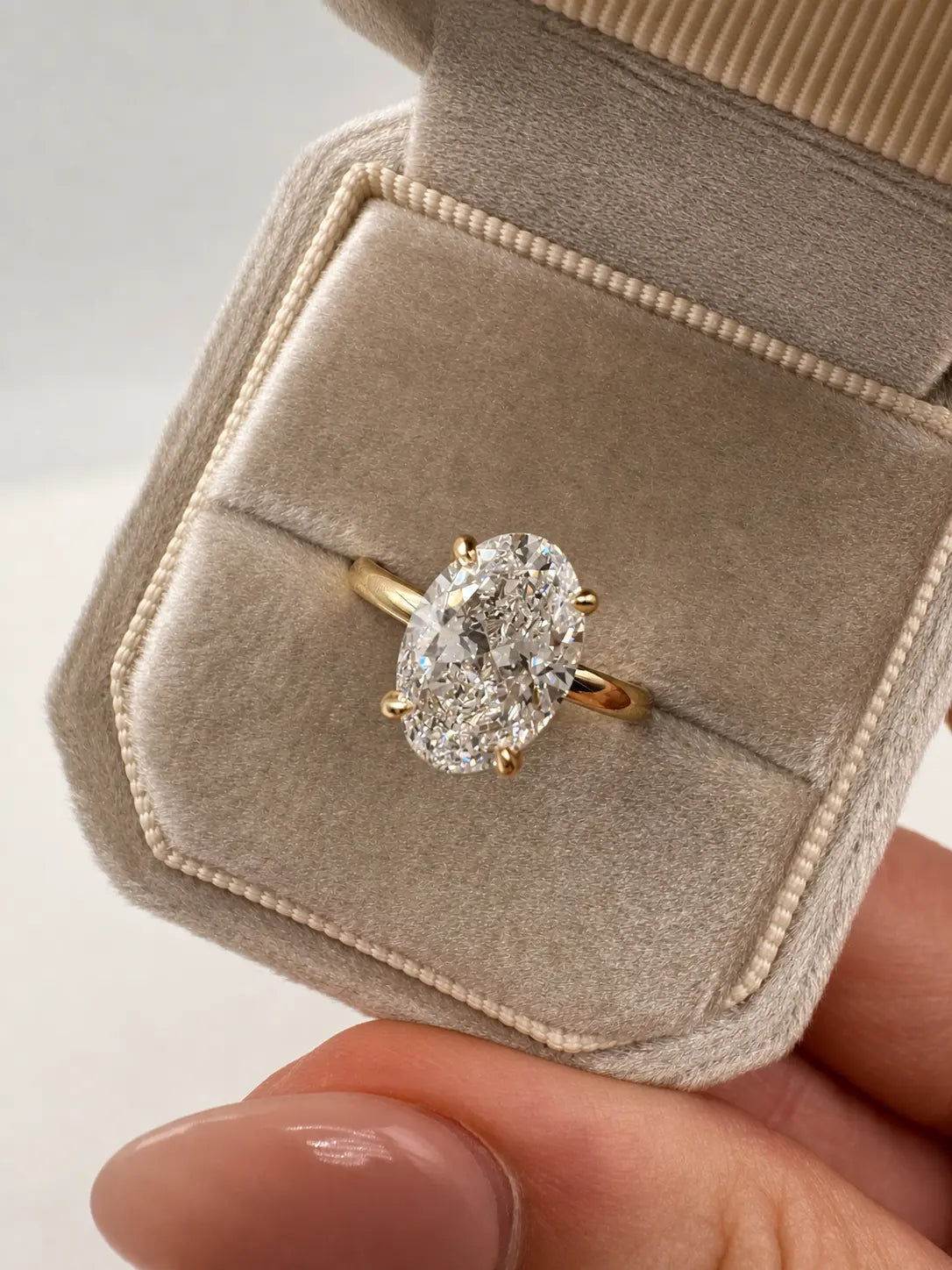 2.03ct oval lab-grown diamond hidden halo ring – 18k ag & co jewellery