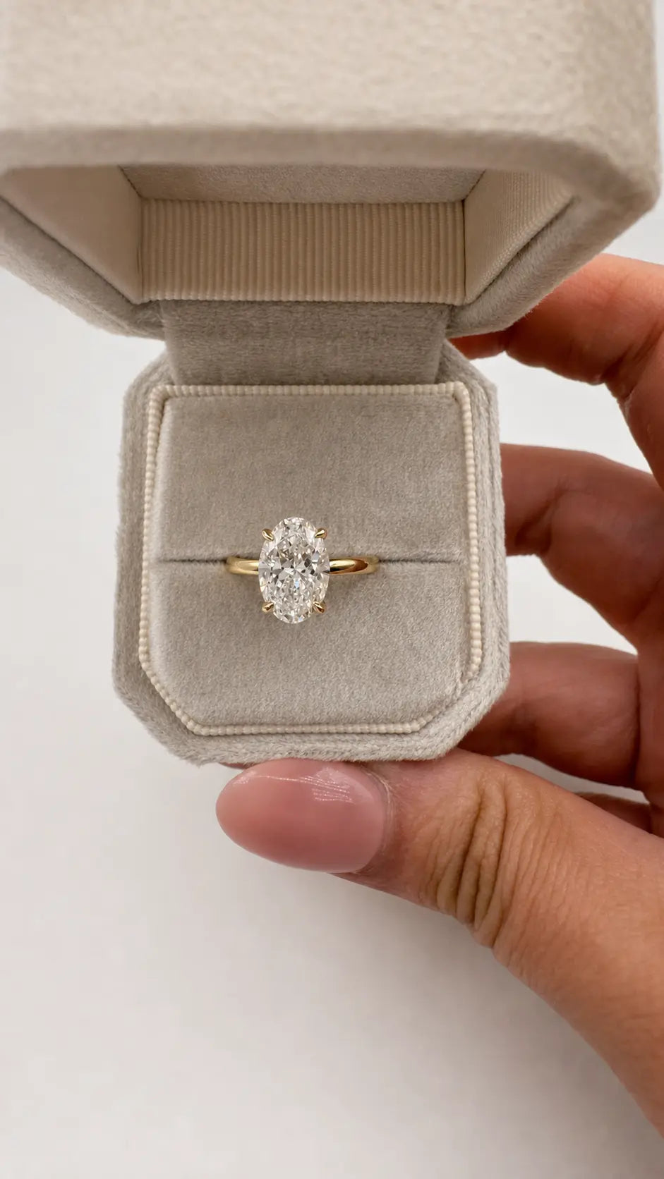 2.03ct oval lab-grown diamond hidden halo ring – 18k ag & co jewellery