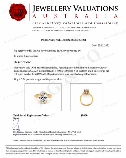 2.03ct Oval Lab-Grown Diamond Hidden Halo Ring – 18k AG & CO Jewellery
