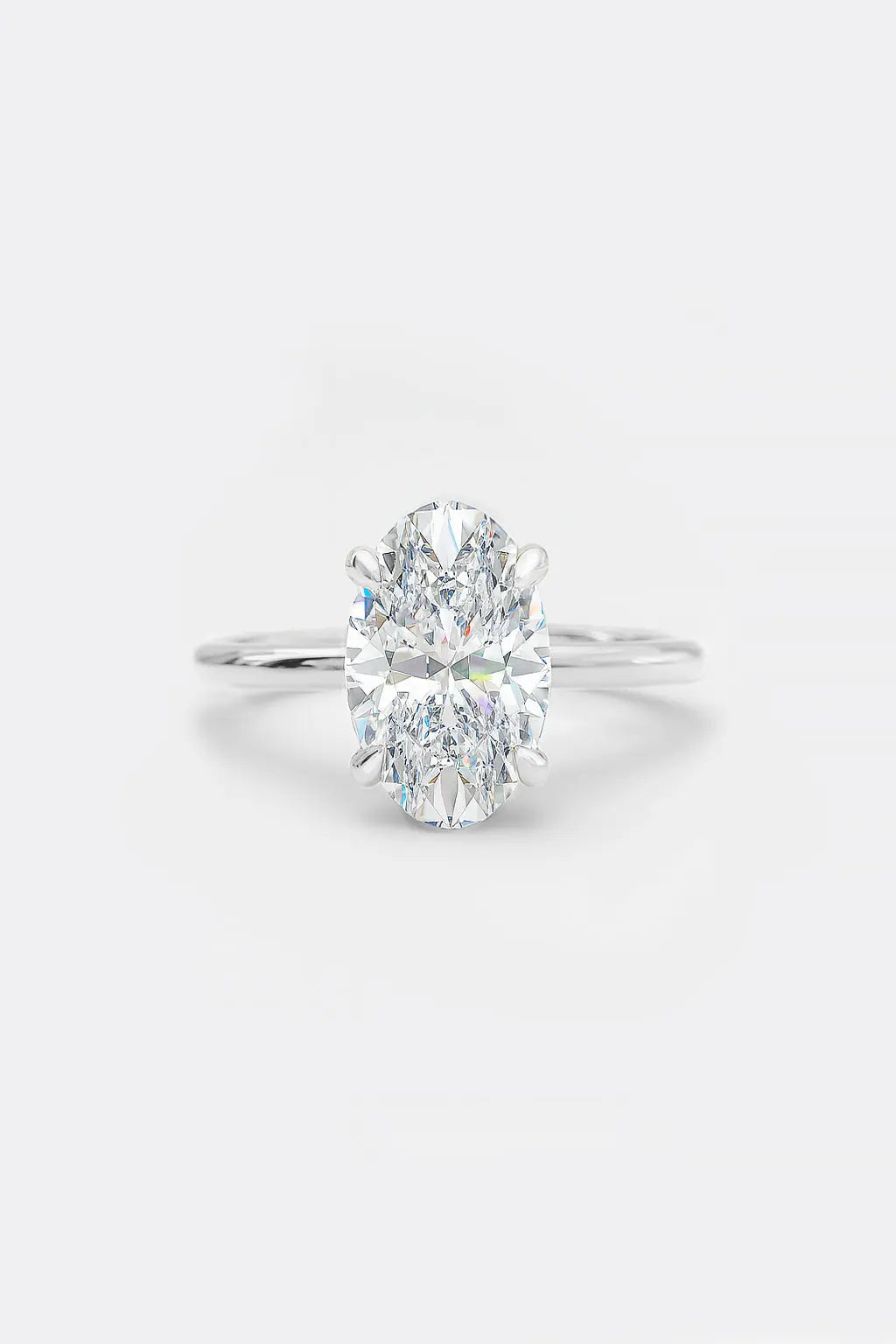 2.50ct oval lab-grown diamond solitaire cathedral engagement ring in platinum ag & co jewellery