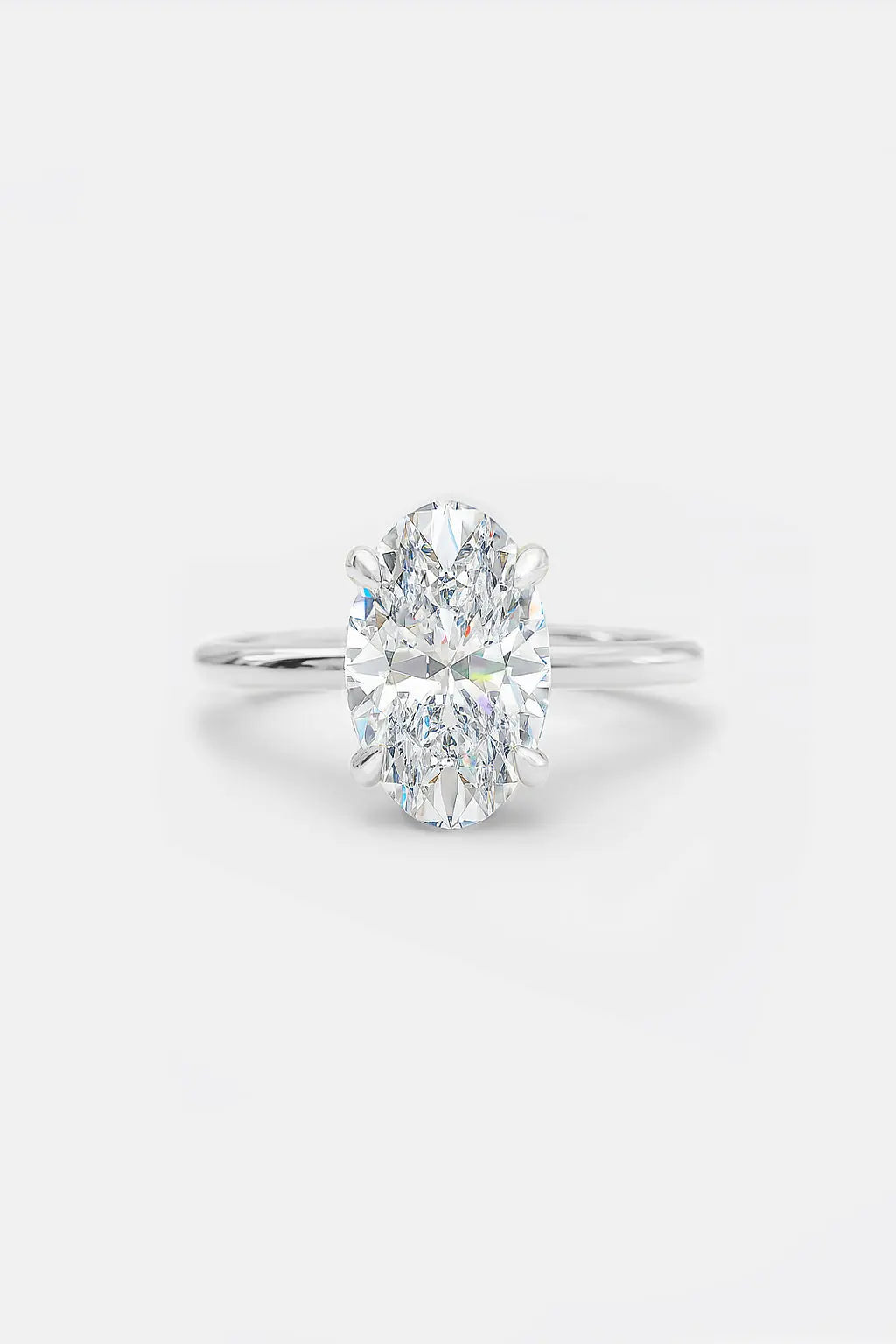 2.50ct oval lab-grown diamond solitaire cathedral engagement ring in platinum ag & co jewellery