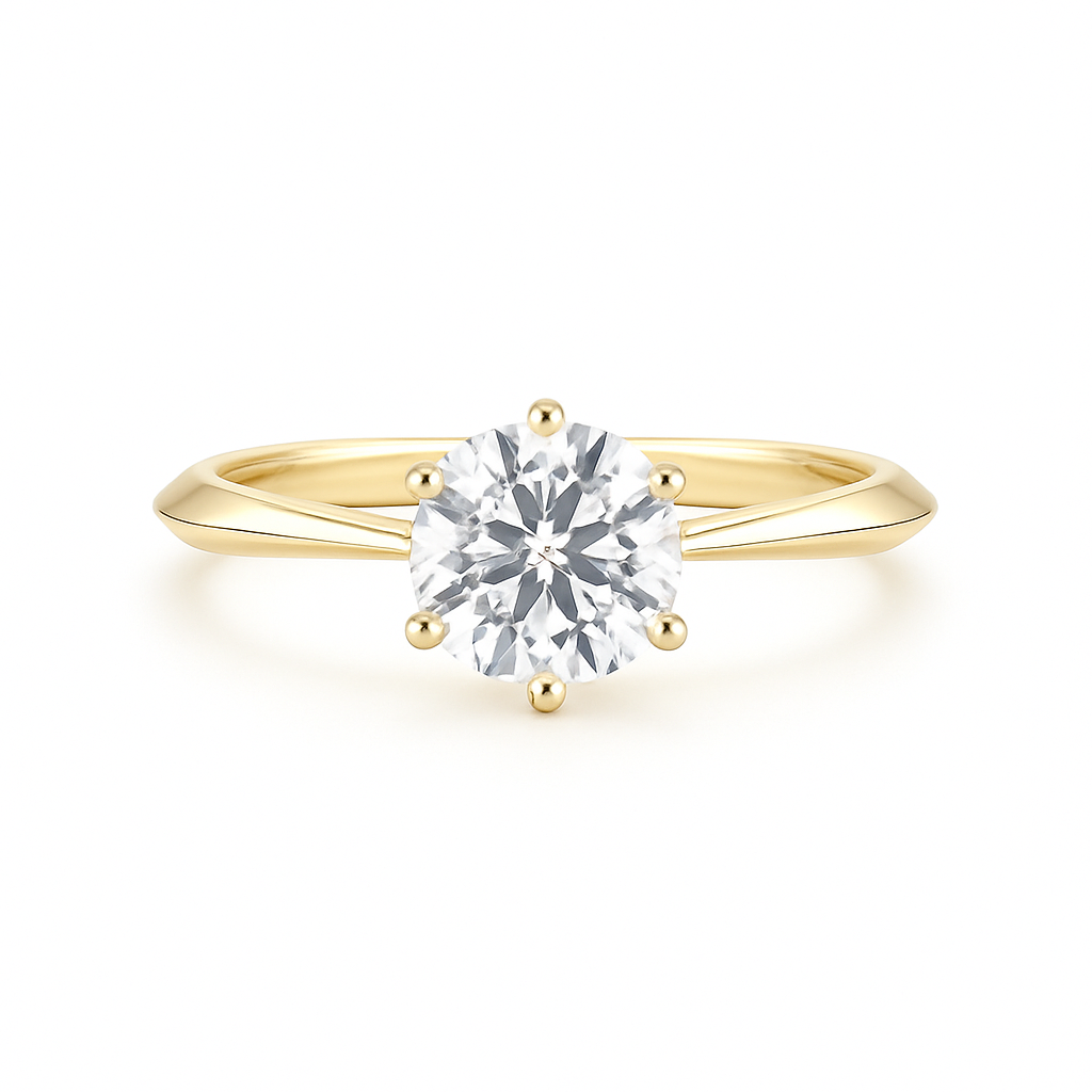 bella - 6 claw round solitaire diamond engagement ring