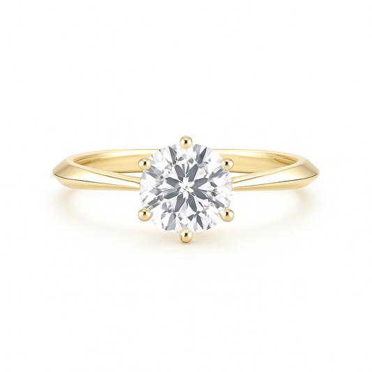 Bella - 6 Claw Round Solitaire Diamond Engagement Ring