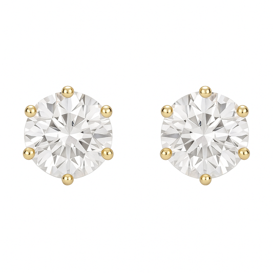 Round Classic 6-Prong Stud Earrings 0.50-5.00 carat Lab Grown Diamond Studs 14K Solid Gold IGI certified AG & CO Jewellery