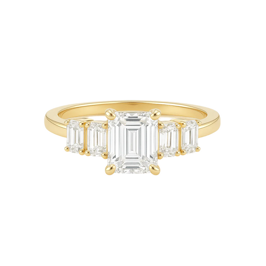 Ella - Five Stone Emerald Diamond Engagement Ring AG & CO Jewellery