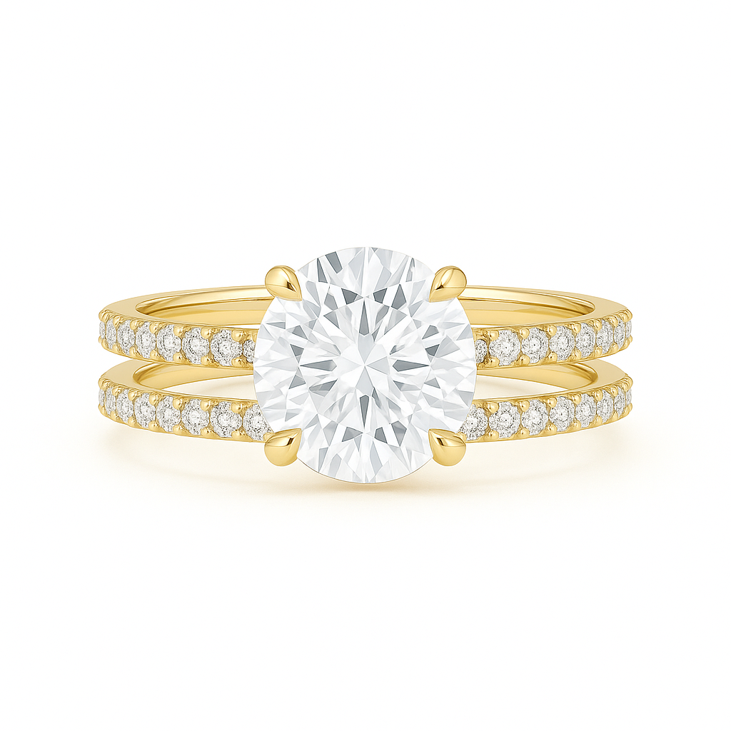 layla - round solitaire double pave band ag & co jewellery