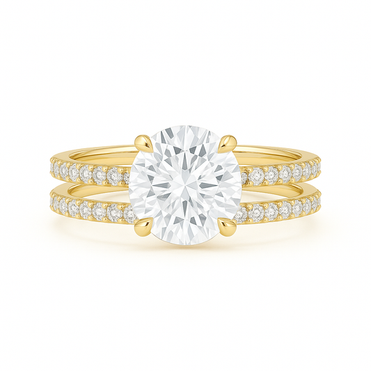 Layla - Round Solitaire Double Pave Band AG & CO Jewellery