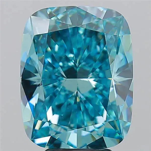 5.36ct Elongated Cushion Brilliant Lab Grown Diamond (Colour Fancy Vivid Blueish Green, Clarity VVS2, IGI Certified) - AG & CO Jewellery