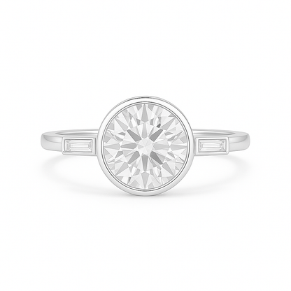 Bonita - Round Bezel with Baguette Side Stones AG & CO Jewellery