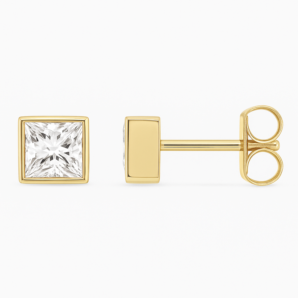 princess bezel stud earrings 0.50-6.00 carat lab grown diamond studs 14k solid gold igi certified ag & co jewellery