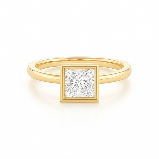 Bezel Princess Solitaire Engagement Ring