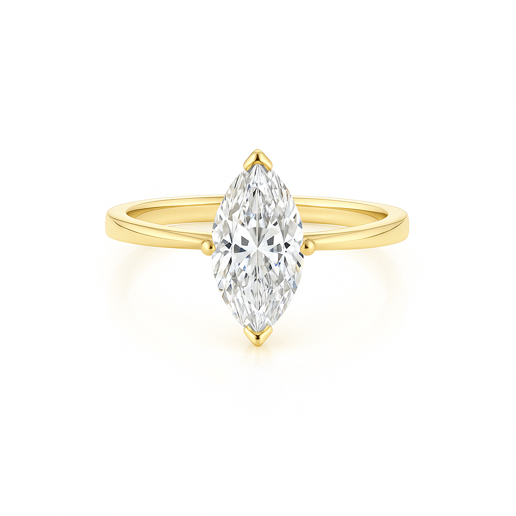 Marquise Cut 4 Claw Solitaire Lab Grown Diamond Engagement Ring - 14K Yellow Gold AG & CO Jewellery