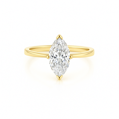 Marquise Cut 4 Claw Solitaire Lab Grown Diamond Engagement Ring - 14K Yellow Gold AG & CO Jewellery