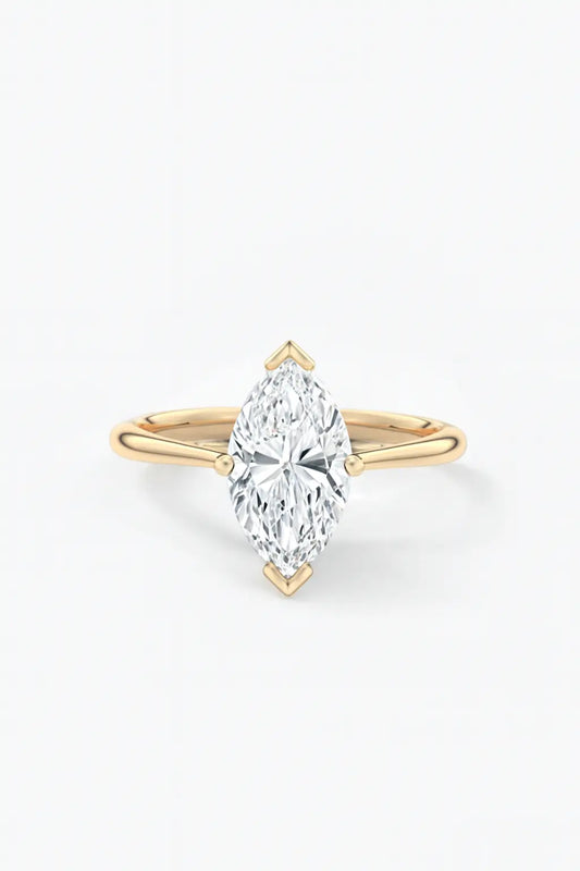 3.00CT Marquise Solitaire Engagement Ring 18K Solid Yellow Gold AG & CO Jewellery