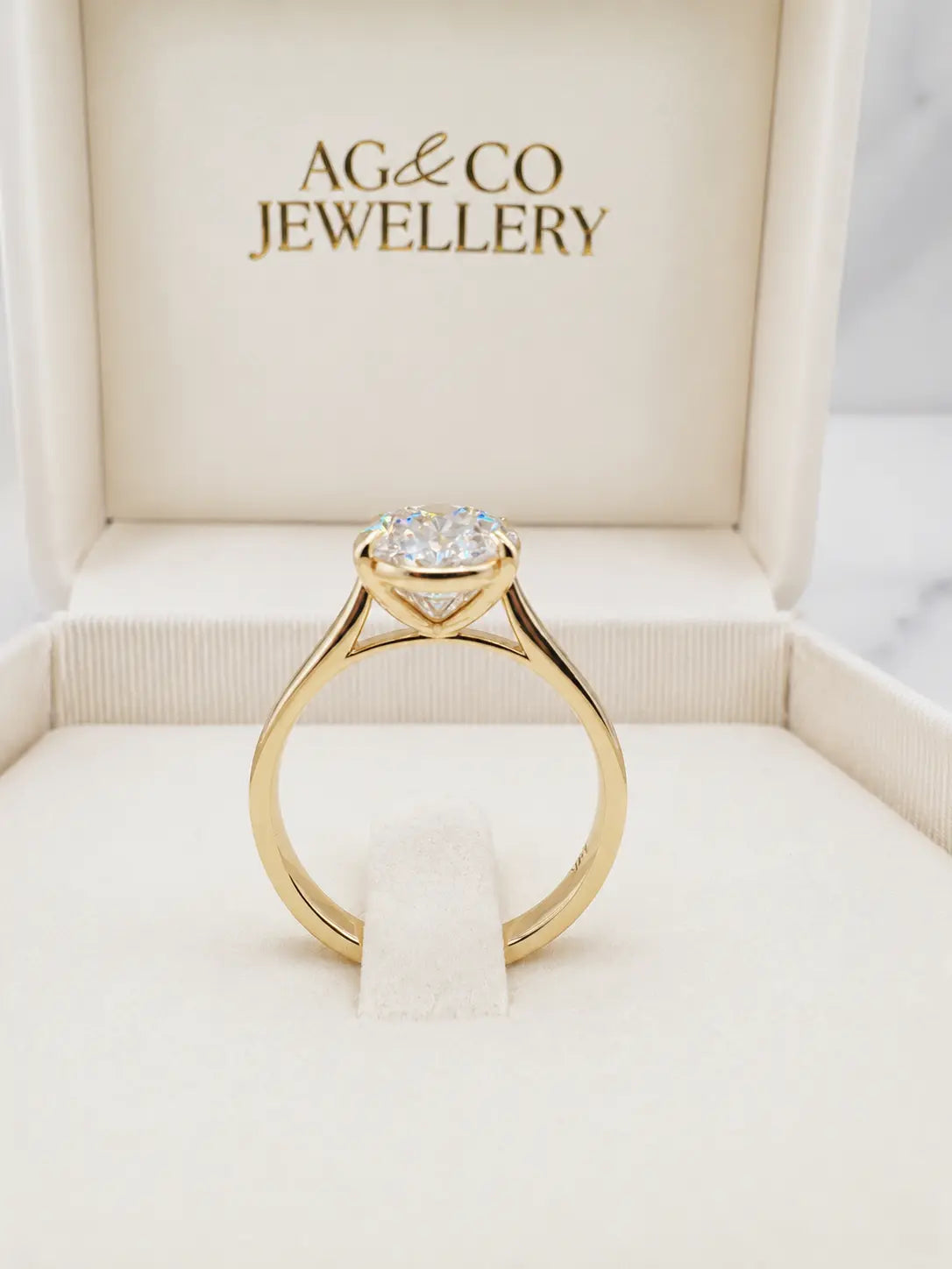 3.02ct oval cathedral solitaire engagement ring ag & co jewellery