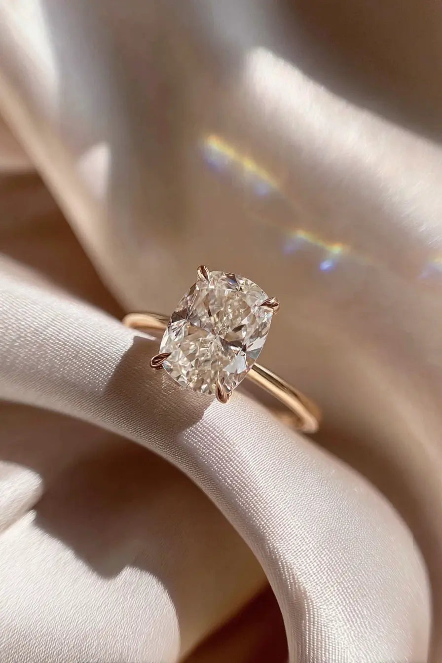 3.08ct IGI Certified Elongated Cushion Lab Grown Diamond Engagement Ring in 14K Yellow Gold AG & CO Jewellery