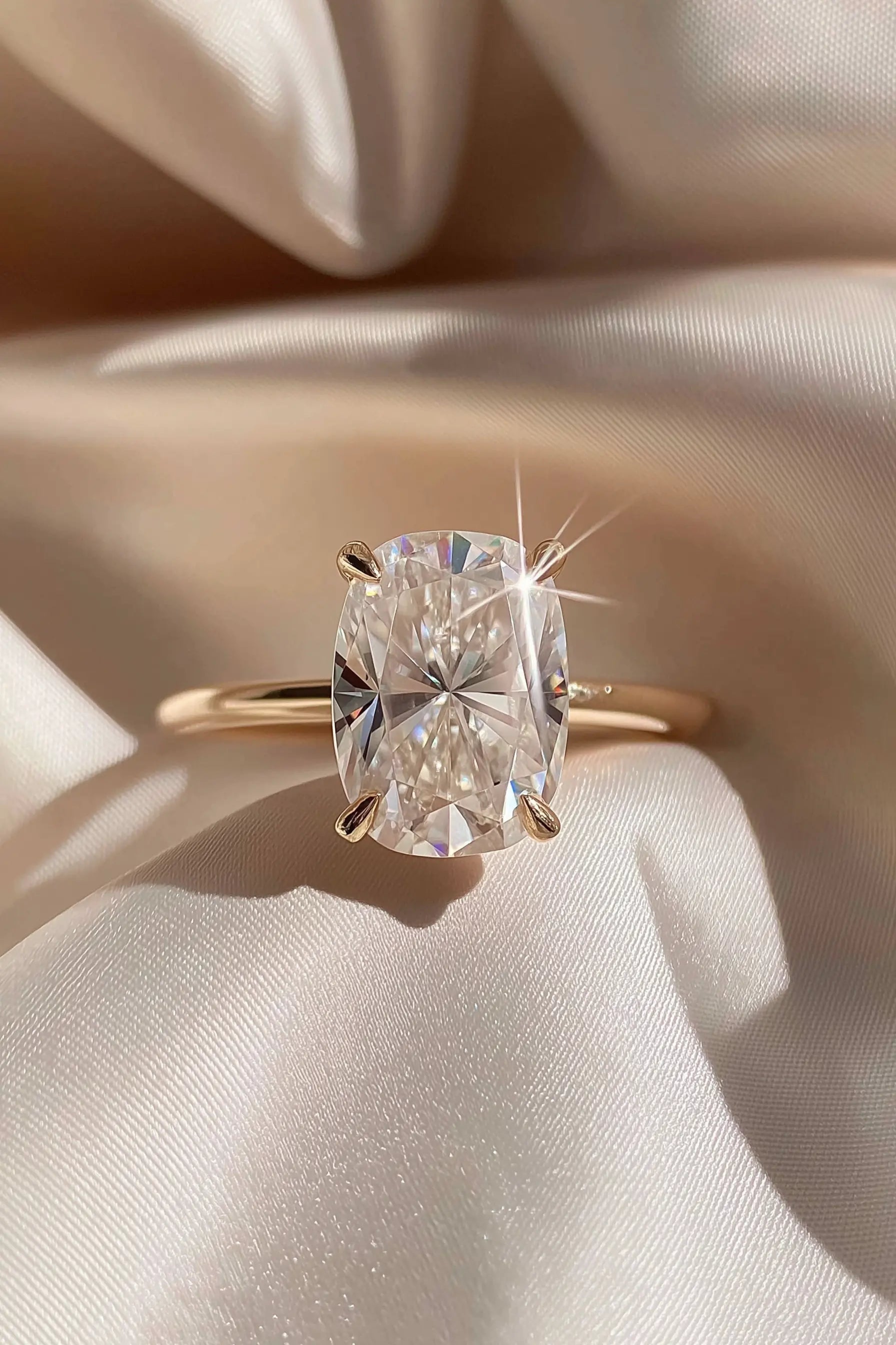 3.08ct IGI Certified Elongated Cushion Lab Grown Diamond Engagement Ring in 14K Yellow Gold AG & CO Jewellery