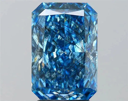3.31ct Radiant Lab Grown Diamond (Colour Fancy Vivid Blue, Clarity I1, IGI Certified) AG & CO Jewellery