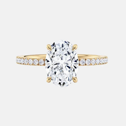 3.51CT Oval Solitaire With Pave Band And Hidden Halo AG & CO Jewellery