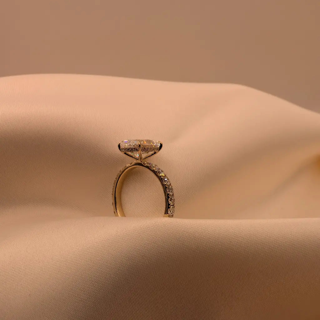 3.51CT Oval Solitaire With Pave Band And Hidden Halo AG & CO Jewellery