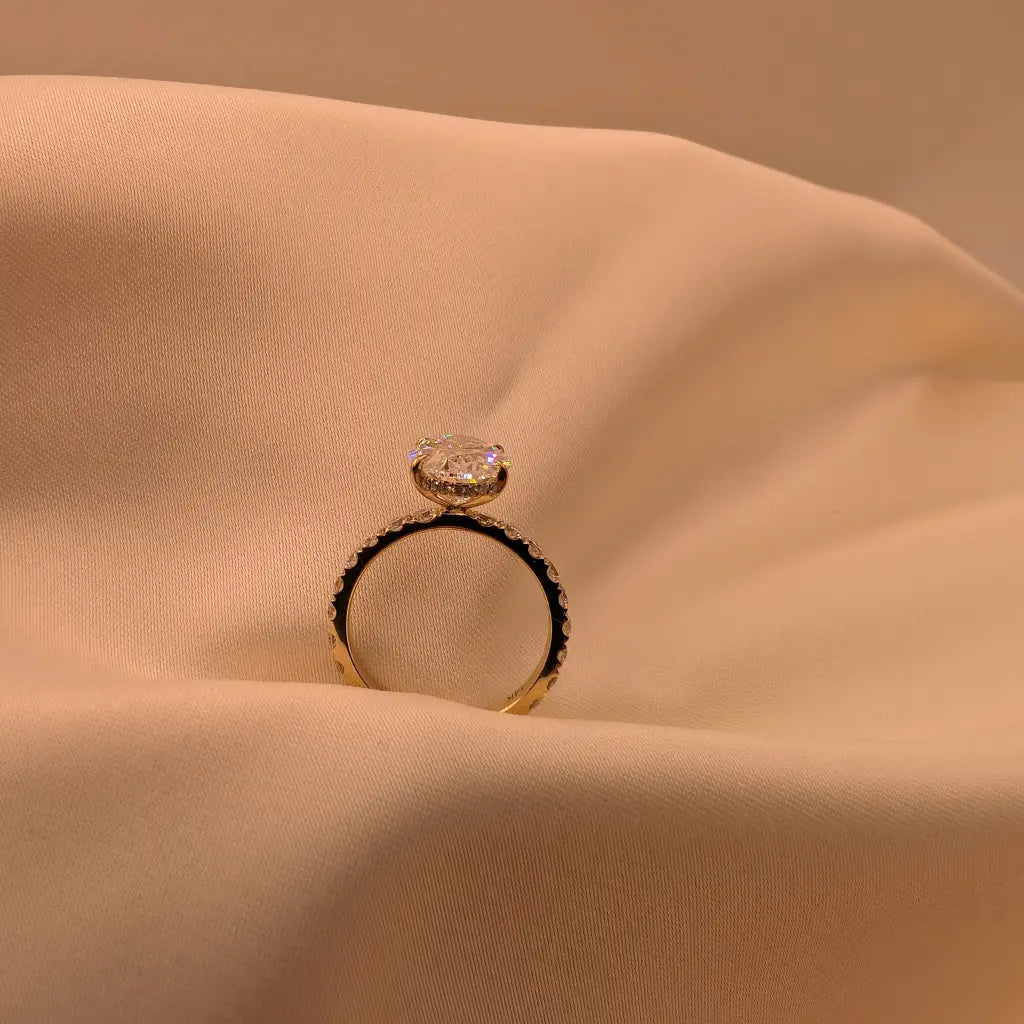 3.51CT Oval Solitaire With Pave Band And Hidden Halo AG & CO Jewellery