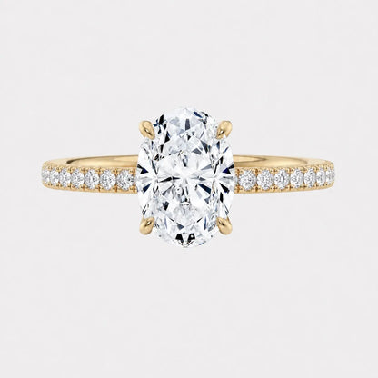 3.51ct Oval Diamond Ring with Pavé Band and Hidden Halo AG & CO Jewellery