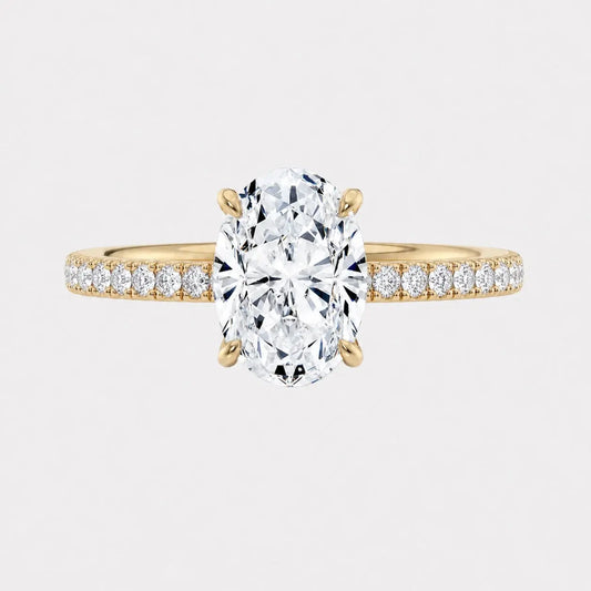 3.51ct Oval Diamond Ring with Pavé Band and Hidden Halo AG & CO Jewellery
