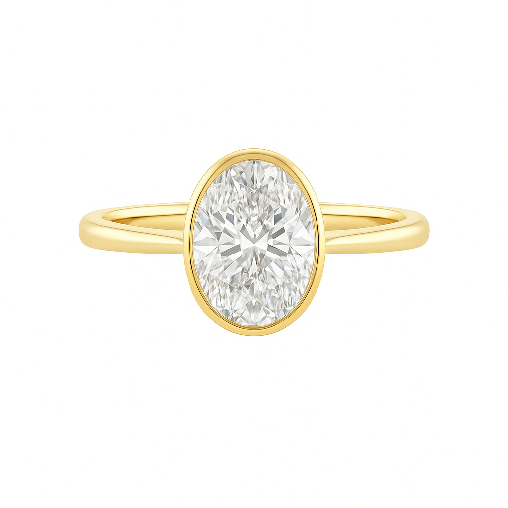 Elle - Bezel Set Oval Solitaire Engagement Ring Setting AG & CO Jewellery