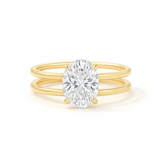 Eliza - Oval Solitaire Double Band Ring AG & CO Jewellery