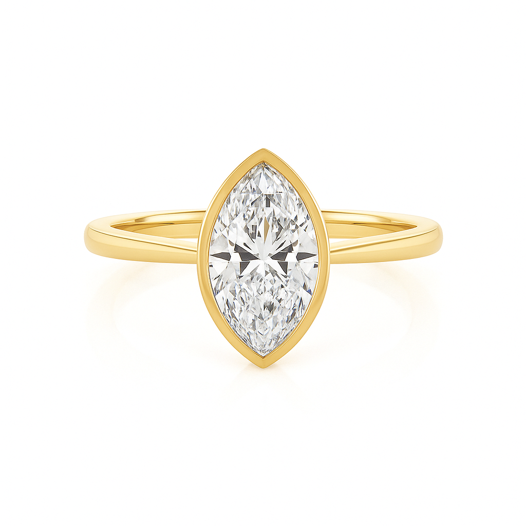Bezel Marquise Solitaire Engagement Ring Setting AG & CO Jewellery