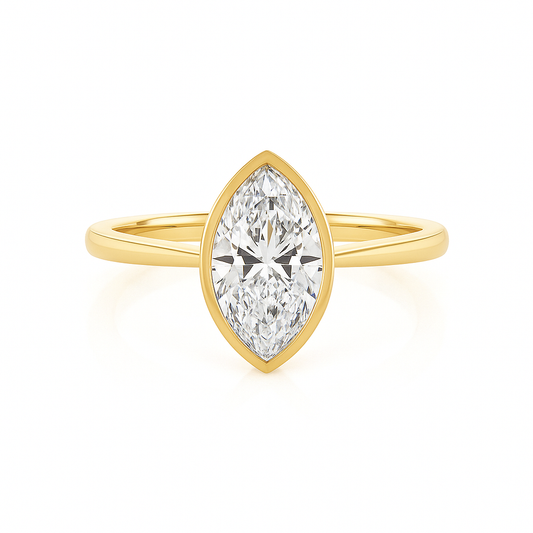 Bezel Marquise Solitaire Engagement Ring Setting AG & CO Jewellery