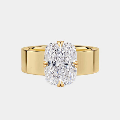 LIVIA – Cushion Cut Cigar Band Double Compass Prong Solitaire AG & CO Jewellery