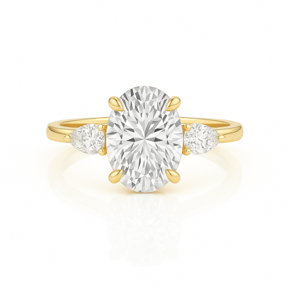 Olivia - Oval Trilogy Diamond Engagement Ring with Pear Side Stones AG & CO Jewellery