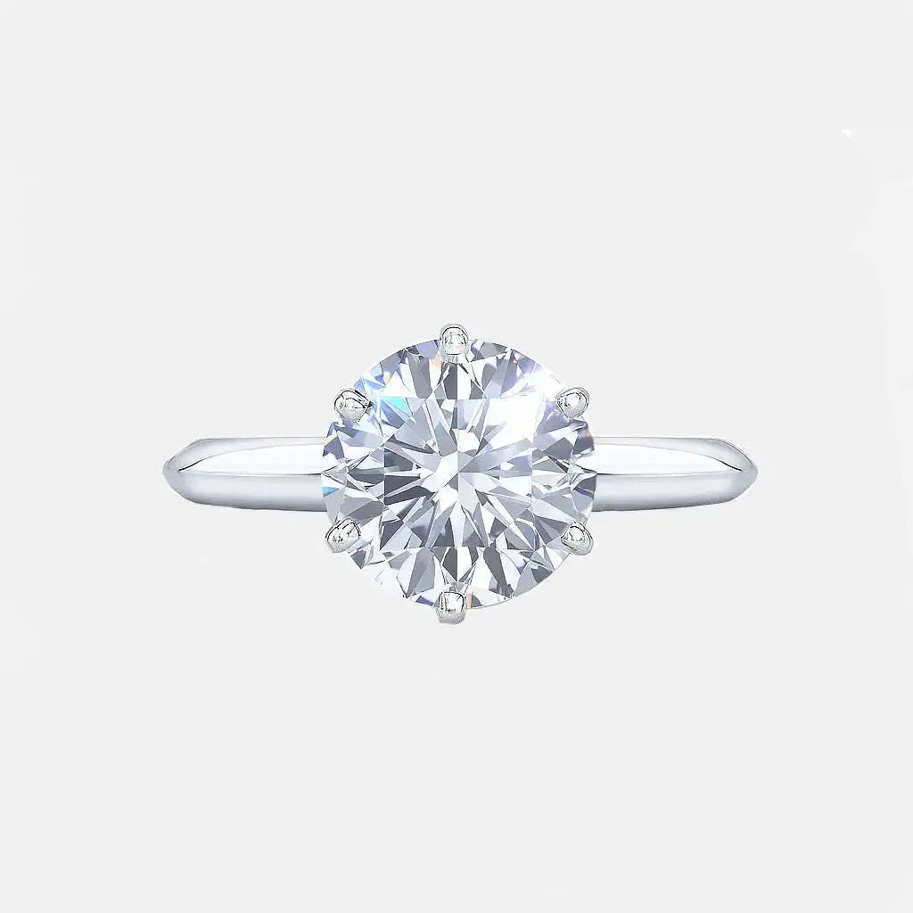 4.00 carat 6 claw round solitaire engagement ring - lab grown diamond - 14k gold ag & co jewellery