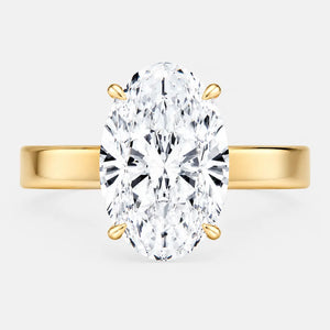 4.60ct Oval Solitaire Lab Diamond Ring with Hidden Halo