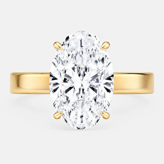 4.60ct Oval Solitaire Lab Diamond Ring with Hidden Halo