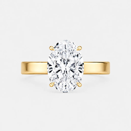 4.60ct Oval Solitaire Lab Diamond Ring with Hidden Halo