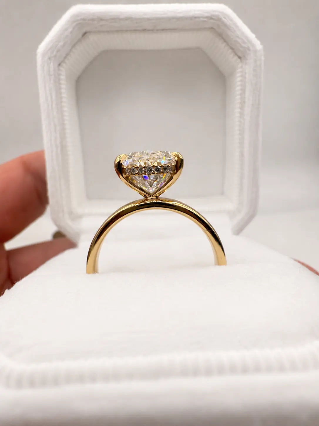 4.60ct Oval Solitaire Lab Diamond Ring with Hidden Halo AG & CO Jewellery