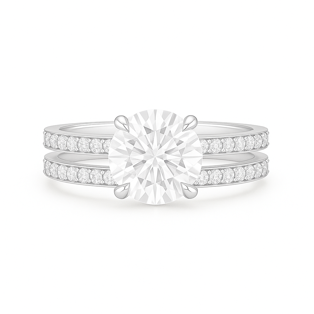 Layla - Round Solitaire Double Pave Band AG & CO Jewellery