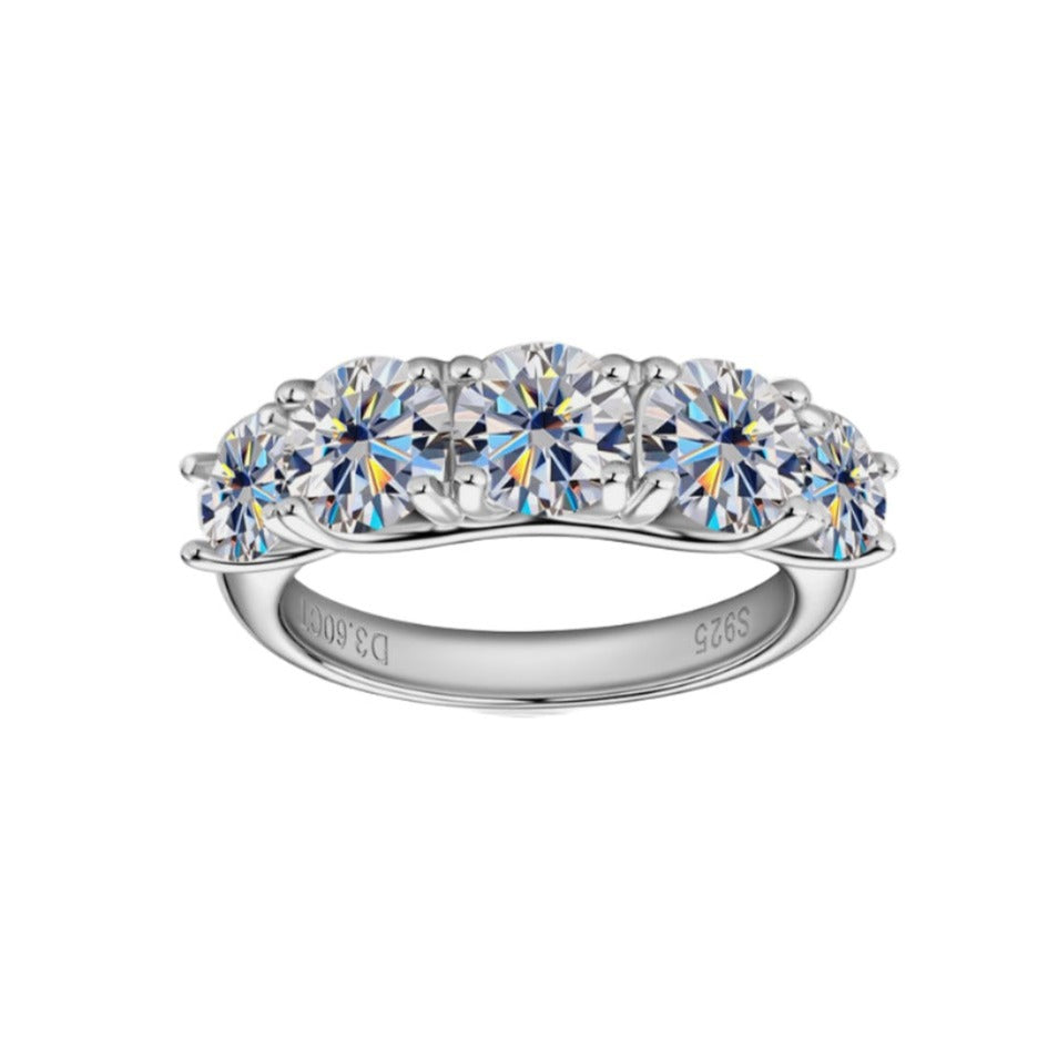 3.60 carat moissanite 5 stone ring