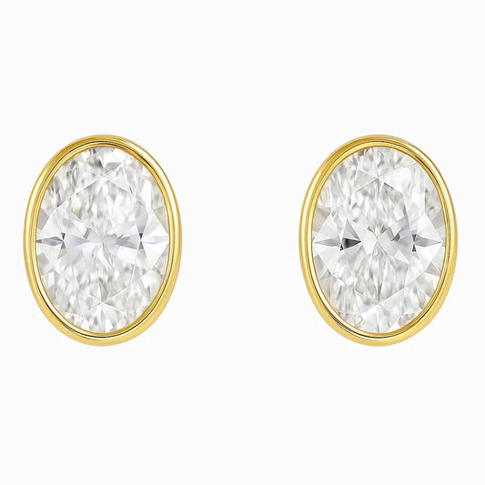 Oval Bezel Stud Earrings 0.50-6.00 carat Lab Grown Diamond Studs 14K Solid Gold IGI certified AG & CO Jewellery
