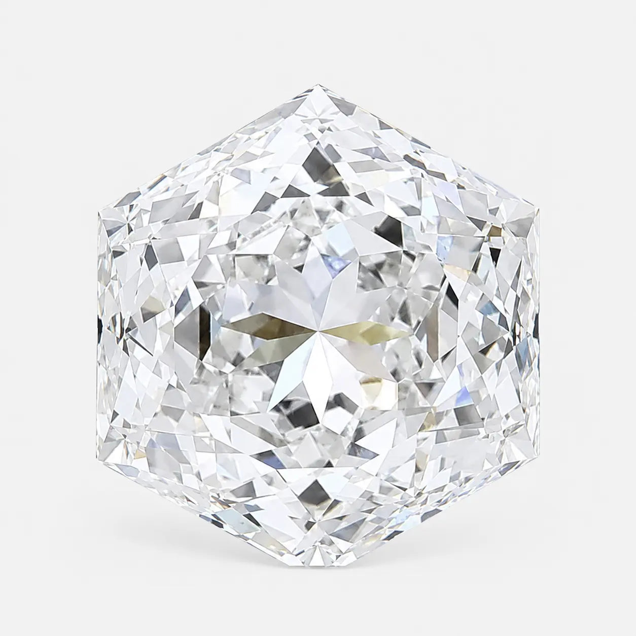 5.28ct portuguese cut hexagon diamond f vvs2 excellent ag & co jewellery