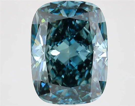 5.67ct Elongated Cushion modified Lab Grown Diamond (Colour Fancy Deep Green Blue, Clarity VVS2, IGI Certified) - AG & CO Jewellery
