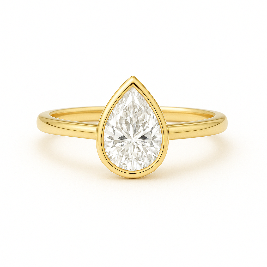 Bezel Pear Solitaire Engagement Ring Setting AG & CO Jewellery