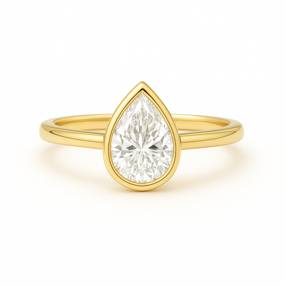 Bezel Pear Solitaire Engagement Ring Setting AG & CO Jewellery